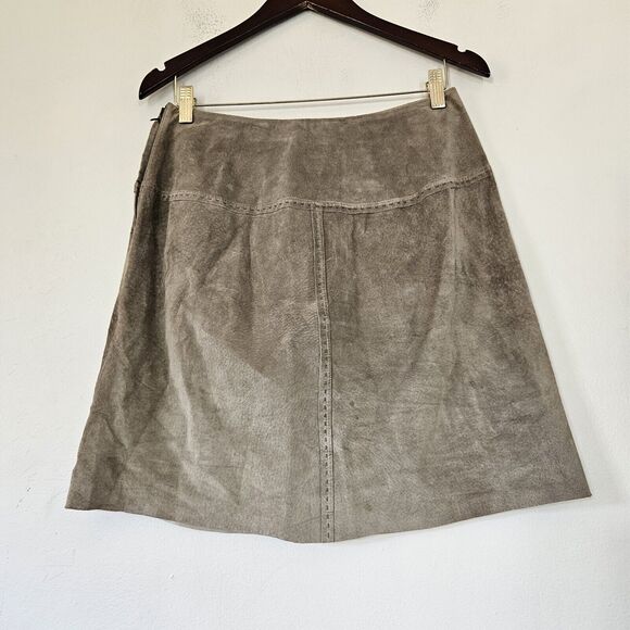 Vtg J. Jill Suede Skirt Womens Size 8 Sage Olive Green Equestrian Western Boho - Picture 7 of 10